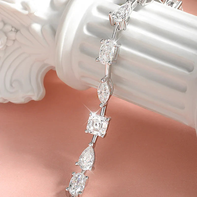 18K Gold Plated All Moissanite Tennis Bracelets for Women Luxury S925 Sterling Silver Jewelry Full Diamond Bracelets