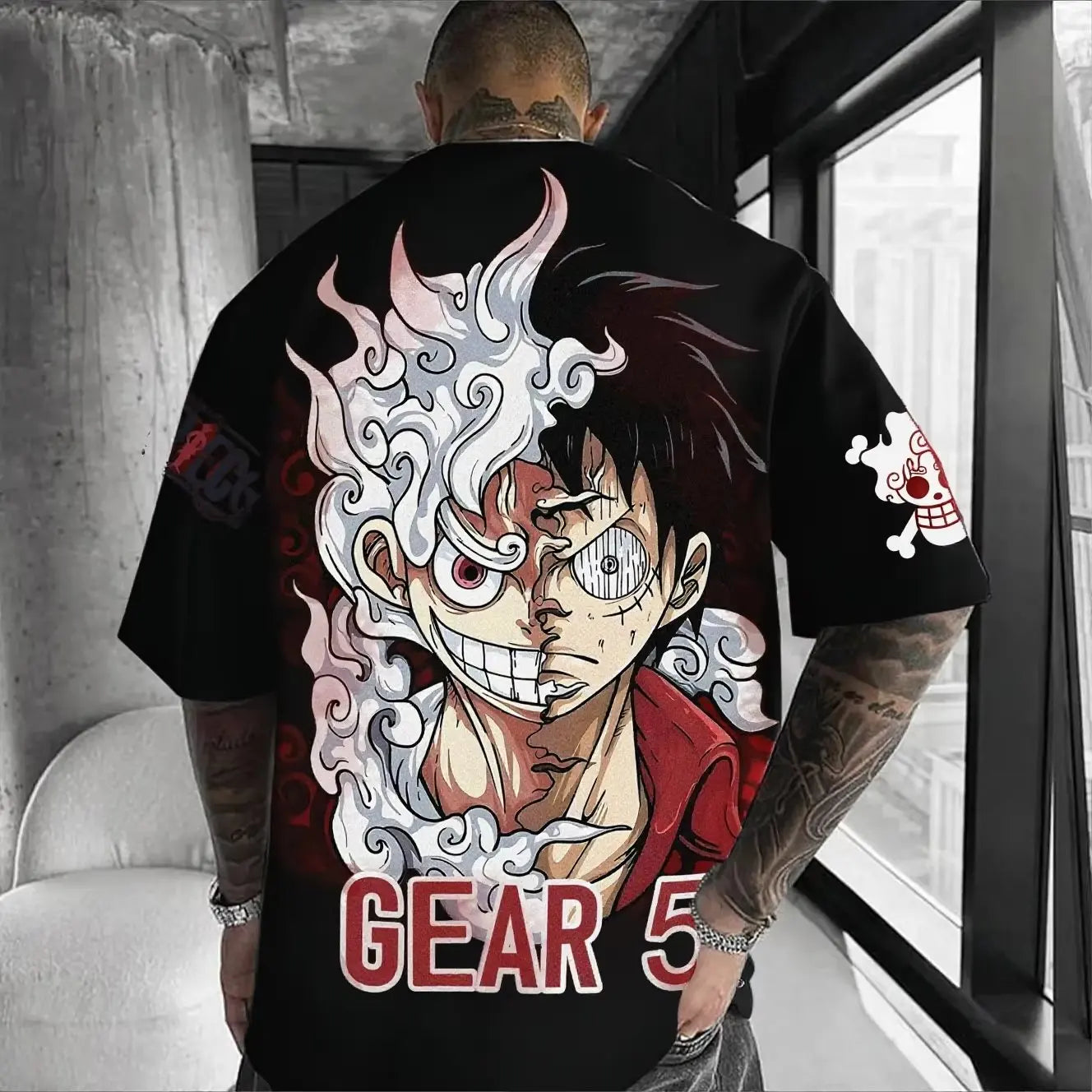 One Piece Luffy Men's T-Shirt Graphic Tee Anime Print Short Sleeve Tee Summer New Oversized Streetwear Anime Cosplay Y2k Clothes