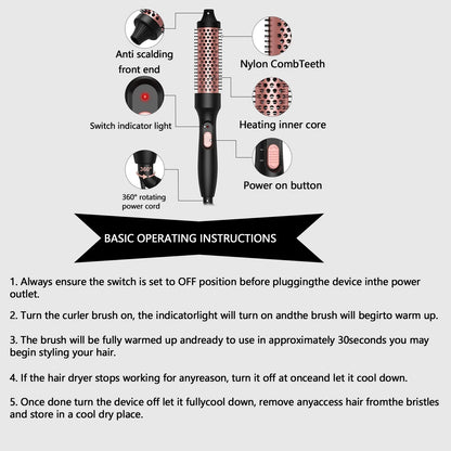 2026 New Curling Thermal Brush PTC Heated Curling Iron Round Brush 32mm Hair Curler Hot Volumizing Brush Styler
