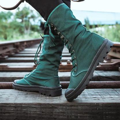 Men Boots Outdoor Fashion Men's Casual Shoes Canvas High Top Shoes Ankle Boots Black High Top Boots