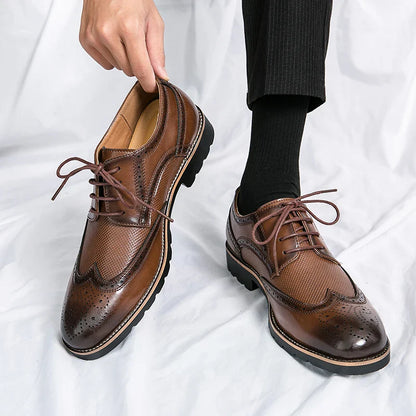 Handmade Men’s Wingtip Oxford Shoes – Genuine Leather, Lace-Up, Brown/Black, EU 40–48