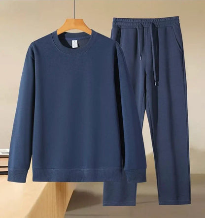 Men's Autumn and Winter New Solid Color Pullover Sweater & Pants Two-piece Set Fashionable Casual Sports Set Men's Tracksuit