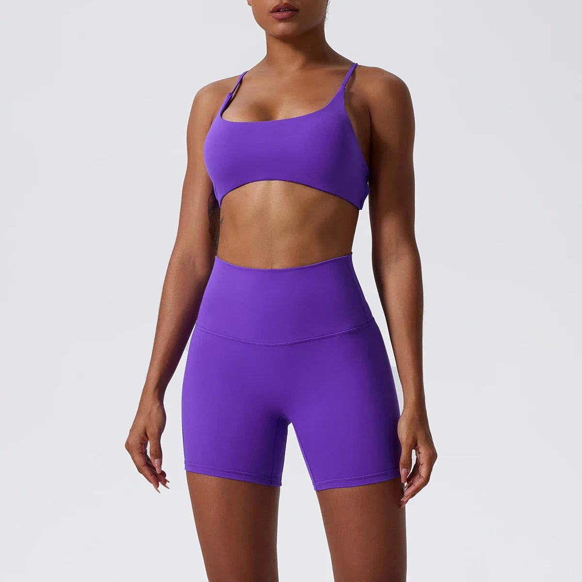Two Pieces Yoga Set Women Gym Shorts Sports Suit Female Soften Skin-Friendly Activewear Beauty Back Women Sportswear