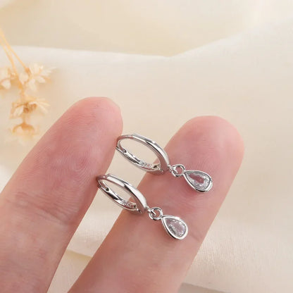 2024 New Fashion Gold Color Round Zircon Simple Drop Dangle Earrings for Women Charm Korean Hoop Jewelry Wedding Birthday Gift