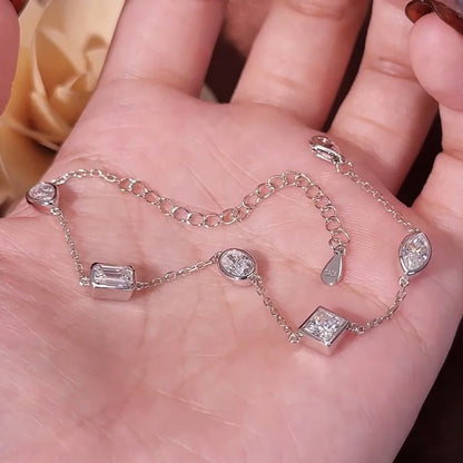 0.5CT Oval/Pear/Heart Moissanite Bracelets Earrings Set S925 Silver Plated 18K Gold Wrist Chain for Women Fine Jewelry