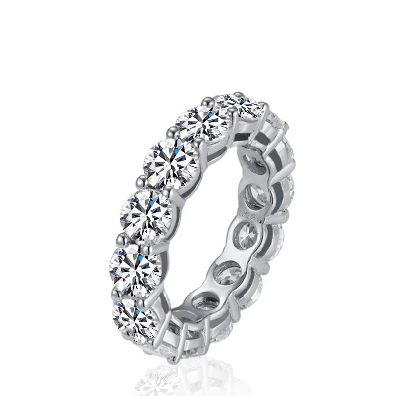 5mm Full Moissanite Ring for Woman Wedding 925 Sterling Silver Rings Lab Diamond Engagement Eternal Band Fine Jewelry