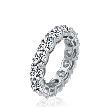 5mm Full Moissanite Ring for Woman Wedding 925 Sterling Silver Rings Lab Diamond Engagement Eternal Band Fine Jewelry