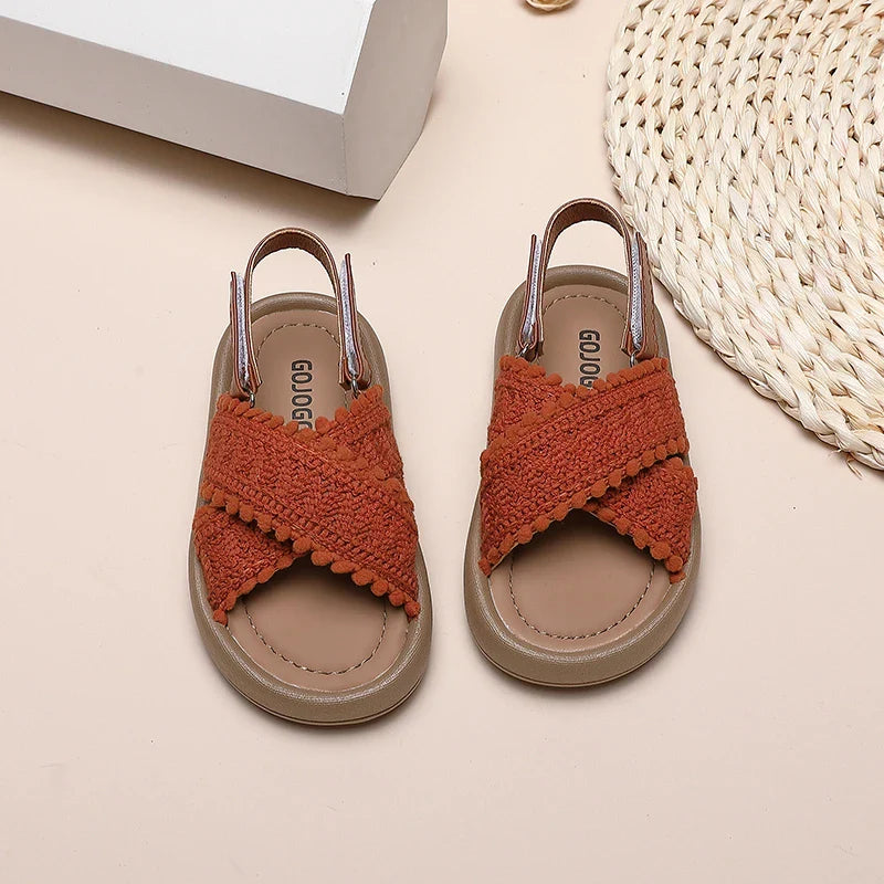 Girl Summer Sandals Classic Fashion Ethnic Style Kids Beach Sandals Fashion Open-toe Versatile Children Non-slip Causal Shoes