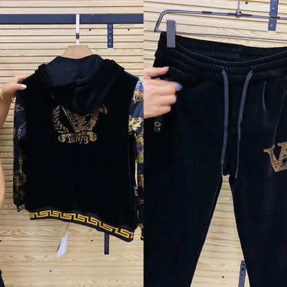 Men's autumn casual two-piece set, new coat, pants, fashionable youth suit.