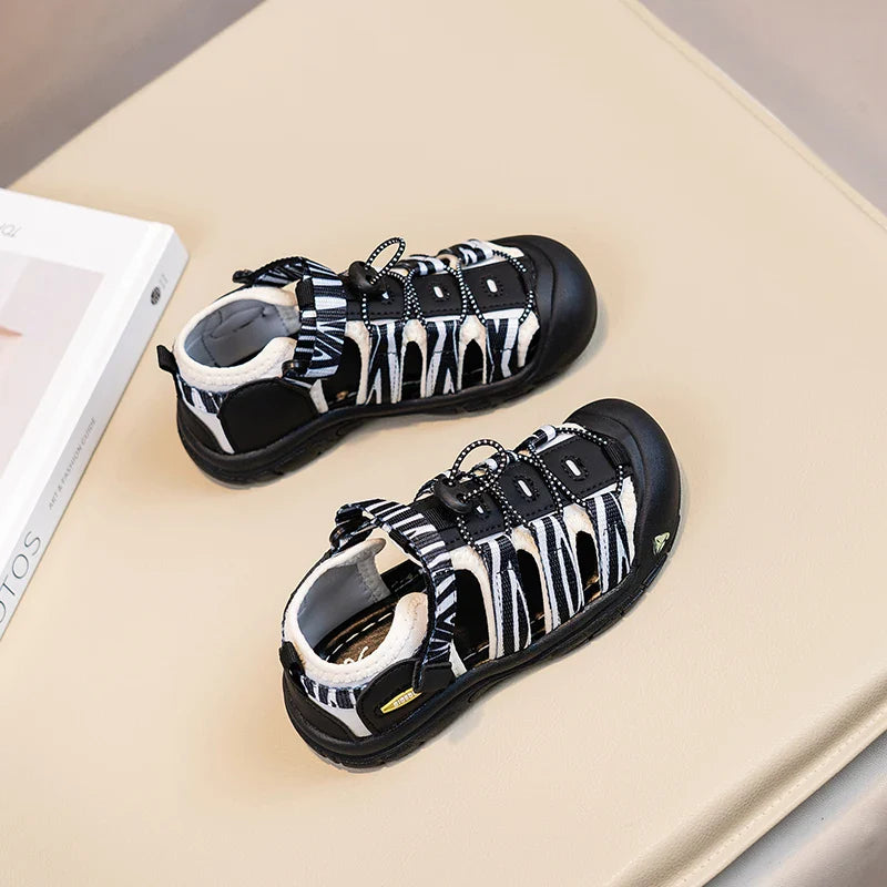 Boys Girls Casual Toes Capped Shoes Soft Sole Kids Sport Sandals Non-slip Children Summer Beach Shoes Classic Pull Rope 2025 New