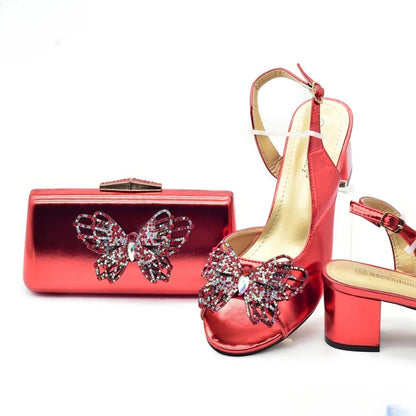 Conjunto de Sapatos e Bolsa Combinando para Festa Sapatos de Noiva Italiana e Conjunto de Bolsa para Festa Sapatos Femininos de Luxo Designer para Mulheres