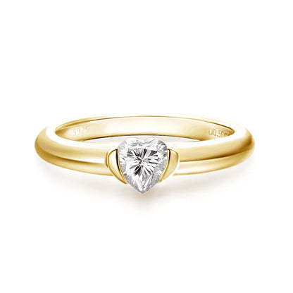 0.5CT Heart Cut Moissanite Solitaire Rings for Women Luxury Classic Wedding Lab Diamond Band 925 Sterling Silver Jewelry