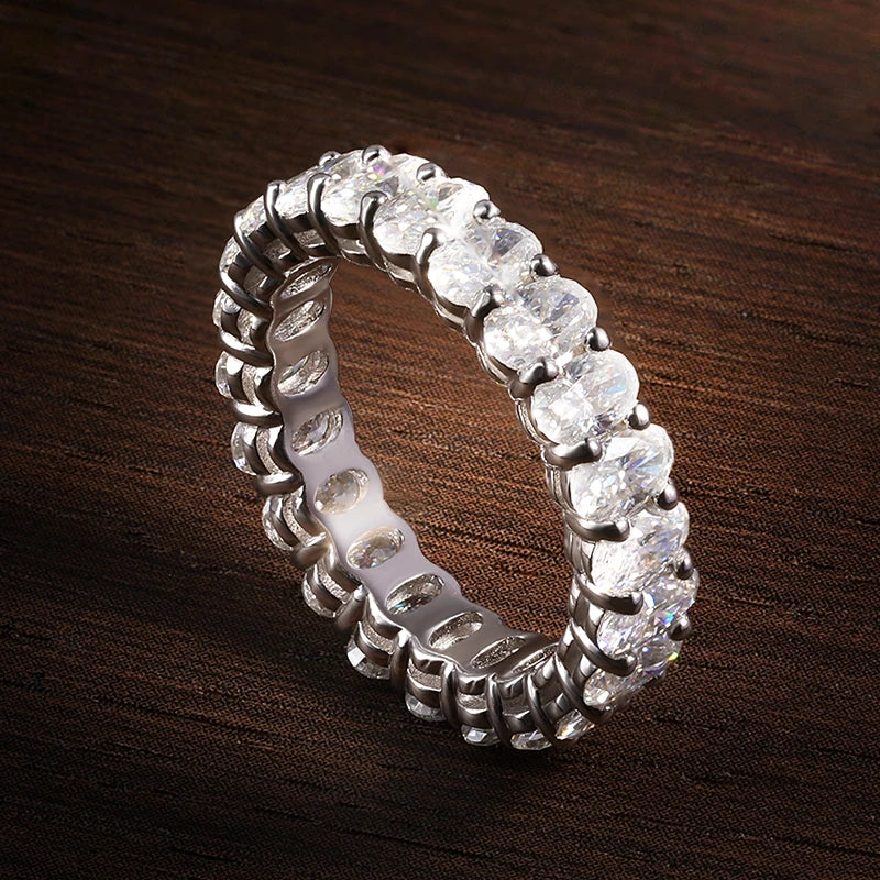 D VVS1 3*5mm Oval Moissanite Rings for Women Men Engagement Wedding Eternity Bands with GRA s925 Sliver Plated 18k Ring
