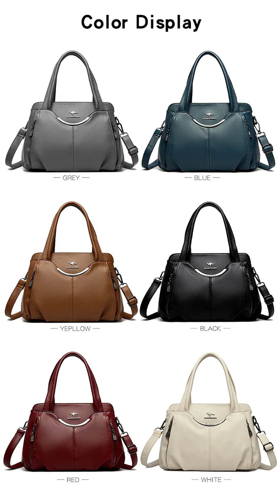 2024 New Multi Pocket Women's Handbag High Quality Soft Leather Female Shoulder Bag Luxury Designer Girl Tote Bolsas Sac A Main