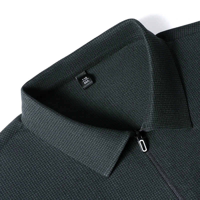 High Quality Polo Shirtspring and Autumn Long Sleeved Men's T-shirt Printed Pattern New Business Casual Solid Color Loos T-shirt