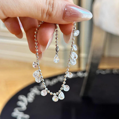 100% S925 Silver High Carbon Diamond Bead Bracelets Necklace Sparkling Zircon Hand Chain for Women Party Fine Jewelry Gift