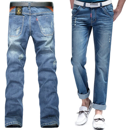 Ripped Plus Size Jeans for men Fashion jean man High Street Retro Washed, Worn Men trousers Casual Cargo Pants Slim Small Feet