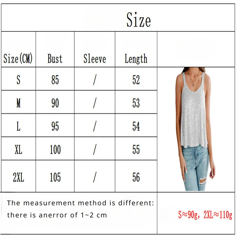 Sleeveless Sequin Tank Top Club Gala Women's Party Top Halter Top