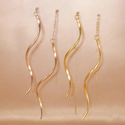 Accessories for Women Long Tassel Threader Earrings for Women Wave Shaped Simple Long Chain Earring Wedding Party Jewelry Gift