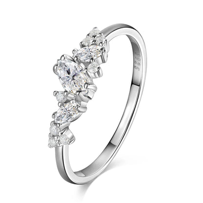 D VVS1 Marquise Cut Moissanite Wedding Rings for Women s925 Sterling Silver 18k White Gold Plated Eternity Band Gift
