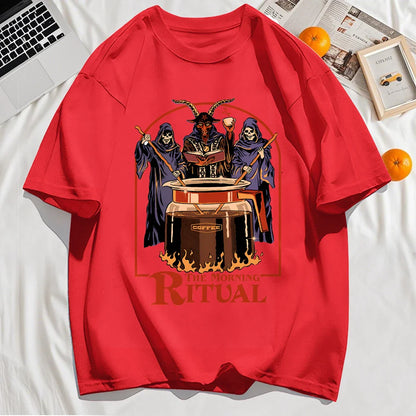 The Morning Ritual Prints Men T-Shirt Summer Breathable Cotton Loose T Shirts All-Match O-Neck Soft Unisex Top