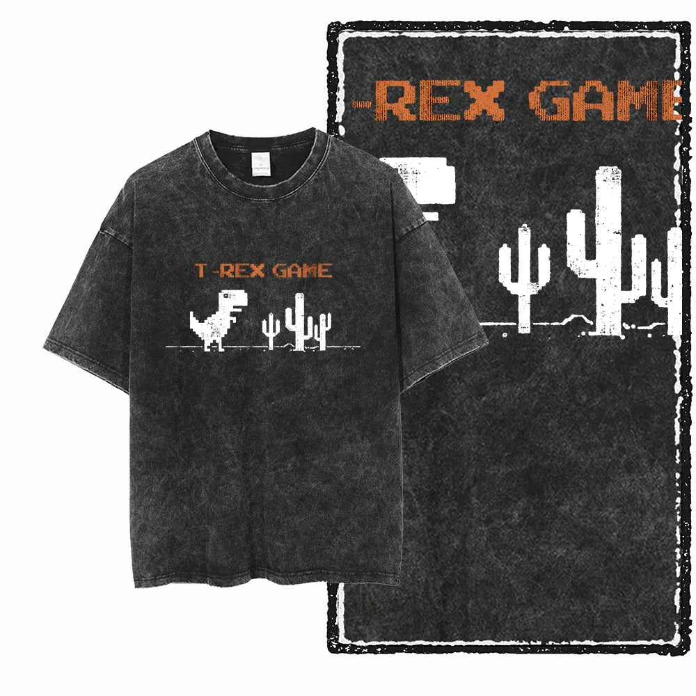 THEME Printed Cotton Acid Washed Exclusive Graphic Unisex T Shirt Cool Streetwear Men Tshirts Big Size Tee for men