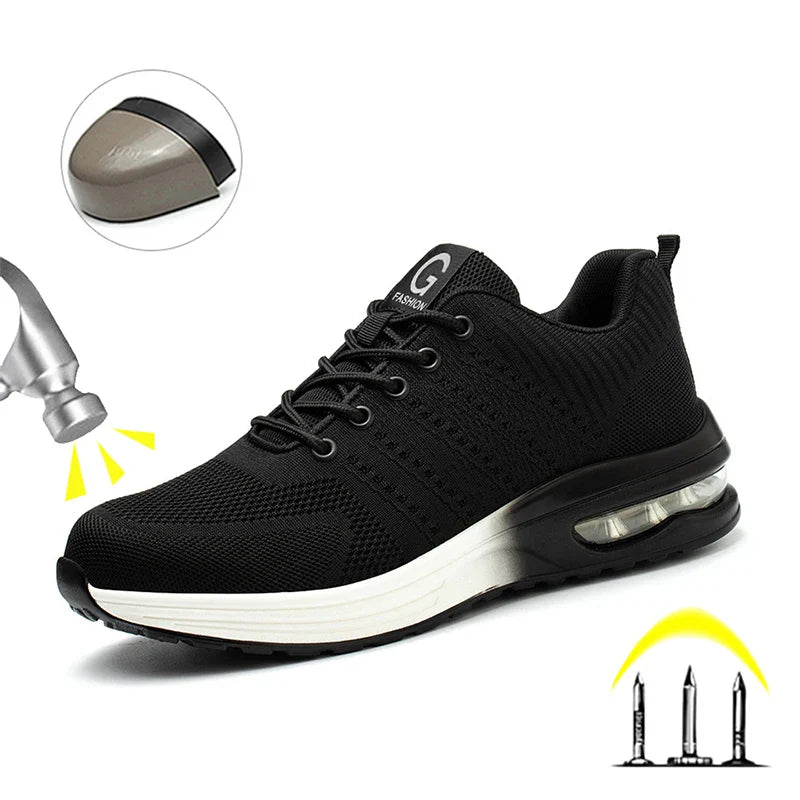 Indestructible Safety Shoes For Men Steel Toe Anti-Puncture Men's Work Shoes  Lightweight Slip Resistant Air Cushion Sneaker  ﻿