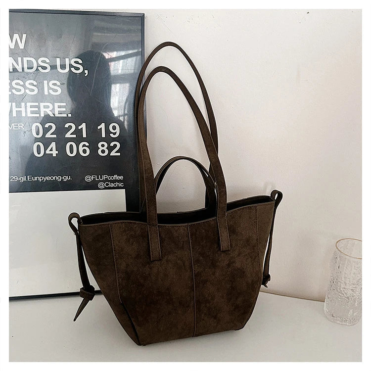 2025 Hot Sale Autumn Soft Women's Handbags Faux Suede Solid Color Large Capacity Shoulder Bag Casual Versatile Ladies Bags