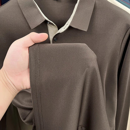 Autumn Hot Sales New Men's Polo Shirt High Quality Lapel Exquisite Print Long Sleeve T-Shirt Wrinkle Resistant Business Menswear