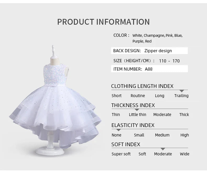 Summer Sequin Lace Tuxedo Wedding Dress for girls 3-13 years old Sleeveless fluffy Mesh gauze Doveark brand