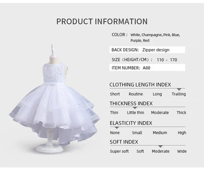 Summer Sequin Lace Tuxedo Wedding Dress for girls 3-13 years old Sleeveless fluffy Mesh gauze Doveark brand
