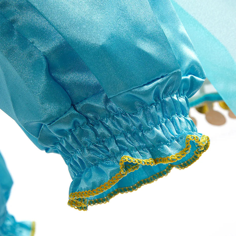 Kids Arabian Princess Dress Girls Halloween Jasmine Costume Children Carnival Cosplay Party Disguise Girl Sequins Pageant Outfit