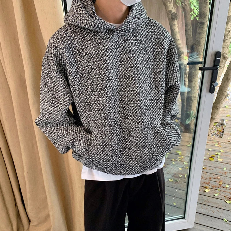 Autumn Clothing Men's Luxury Harajuku Texture Hooded Sweatshirt Casual American Fashion Long Sleeve Vintage Pocket Hoodies M-3XL