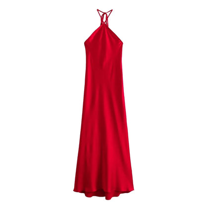 Long Dresses for Women Backless Satin Dress Woman Off Shoulder Sexy Midi Dresses Elegant Evening Party Dress