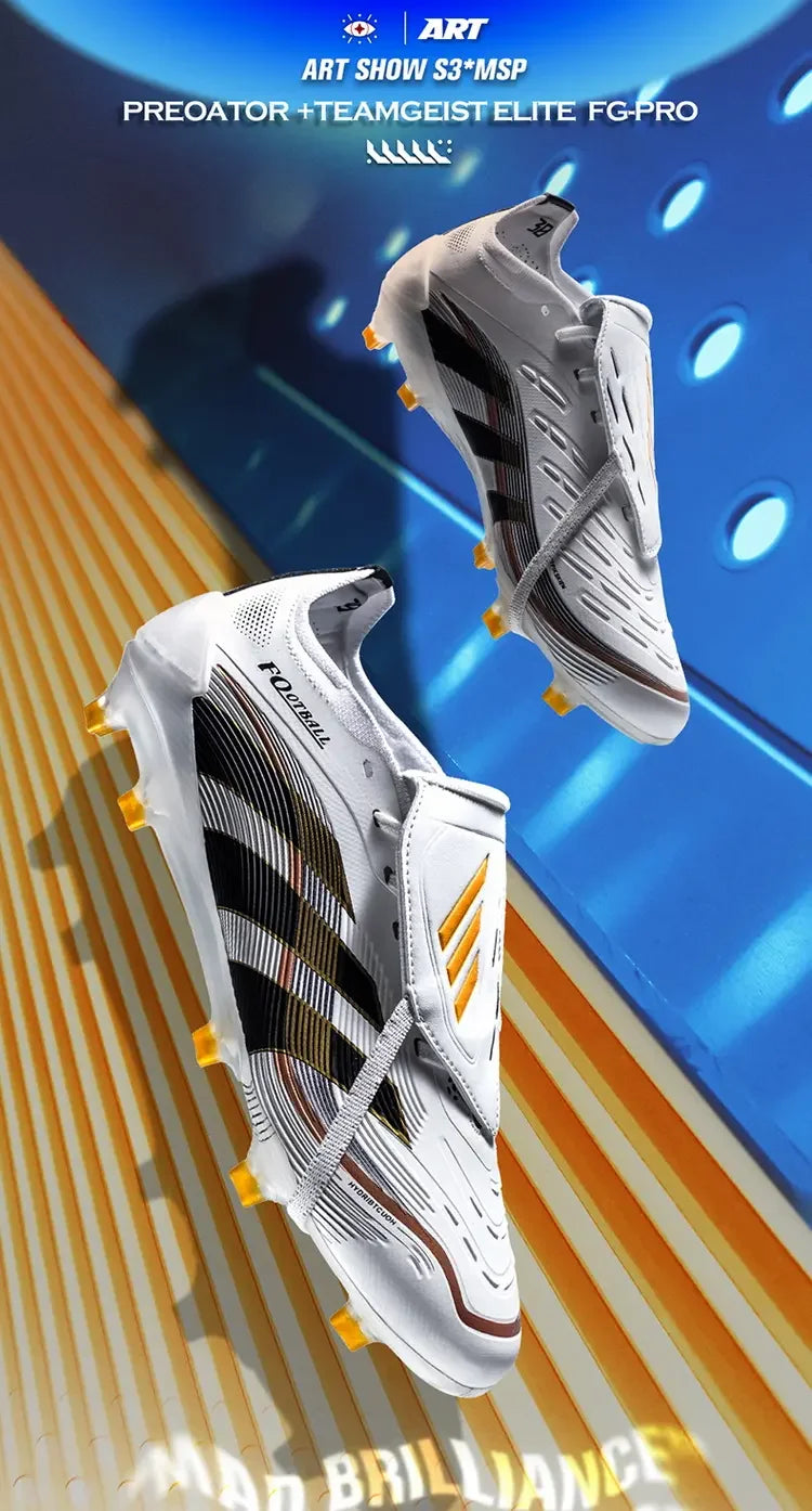 Trendy Colorblock Football Boots Wear Resistant Bottom Anti Slip Firm Studs Outdoor Sports Leisure Training Sneakers