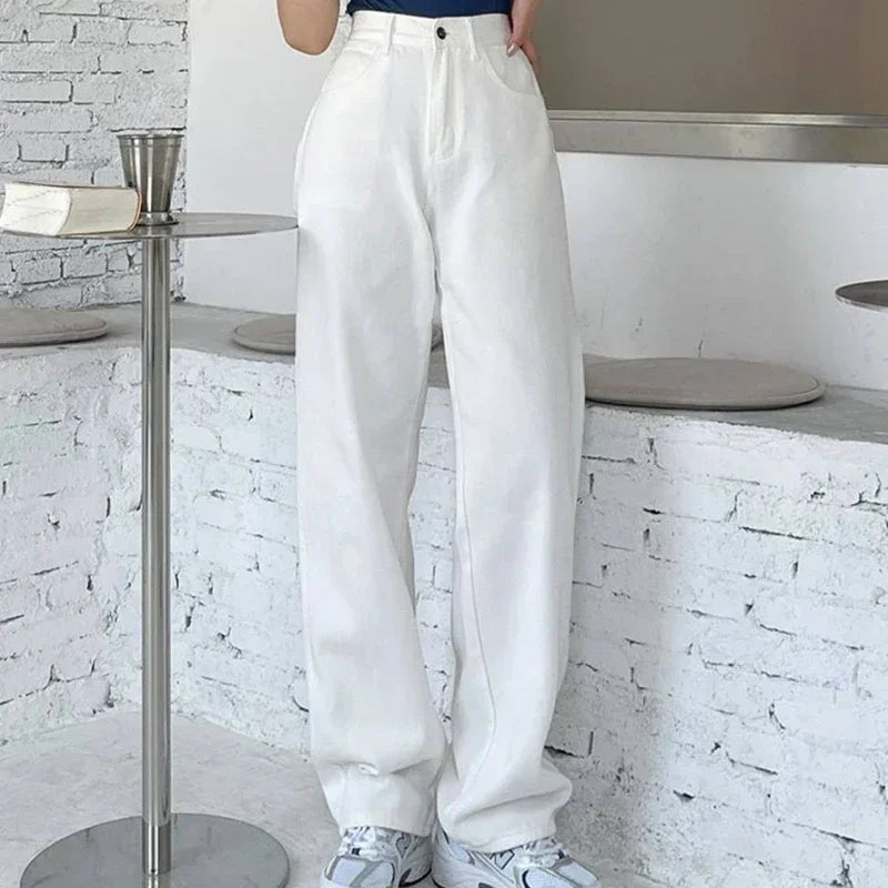 Woman High Waist Vintage Punk Wide Leg Jeans