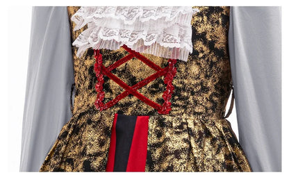 3-10 years old new Halloween party cosplay movie girl princess dress striped long-sleeved lace dress Disguise Clothes Pirate Cos