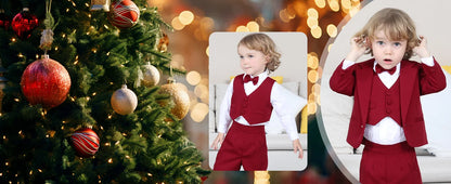 Baby Tuxedo Toddler Suit Infant Boy Easter Church Halloween Wedding Birthday Party Gift Ring Bearer Photography Outfit Set