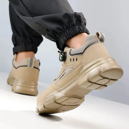 Men's Lightweight Safety Shoes Steel Toe Breathable Anti-Smashing Comfortable Puncture Resistant Work Footwear