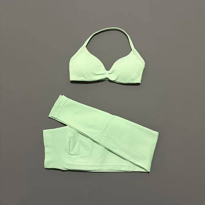 2 Pcs Seamless Yoga Sports Set for Women Resistant Backless Bra Pilates Fitness Workout Running Leggings Gym Suit