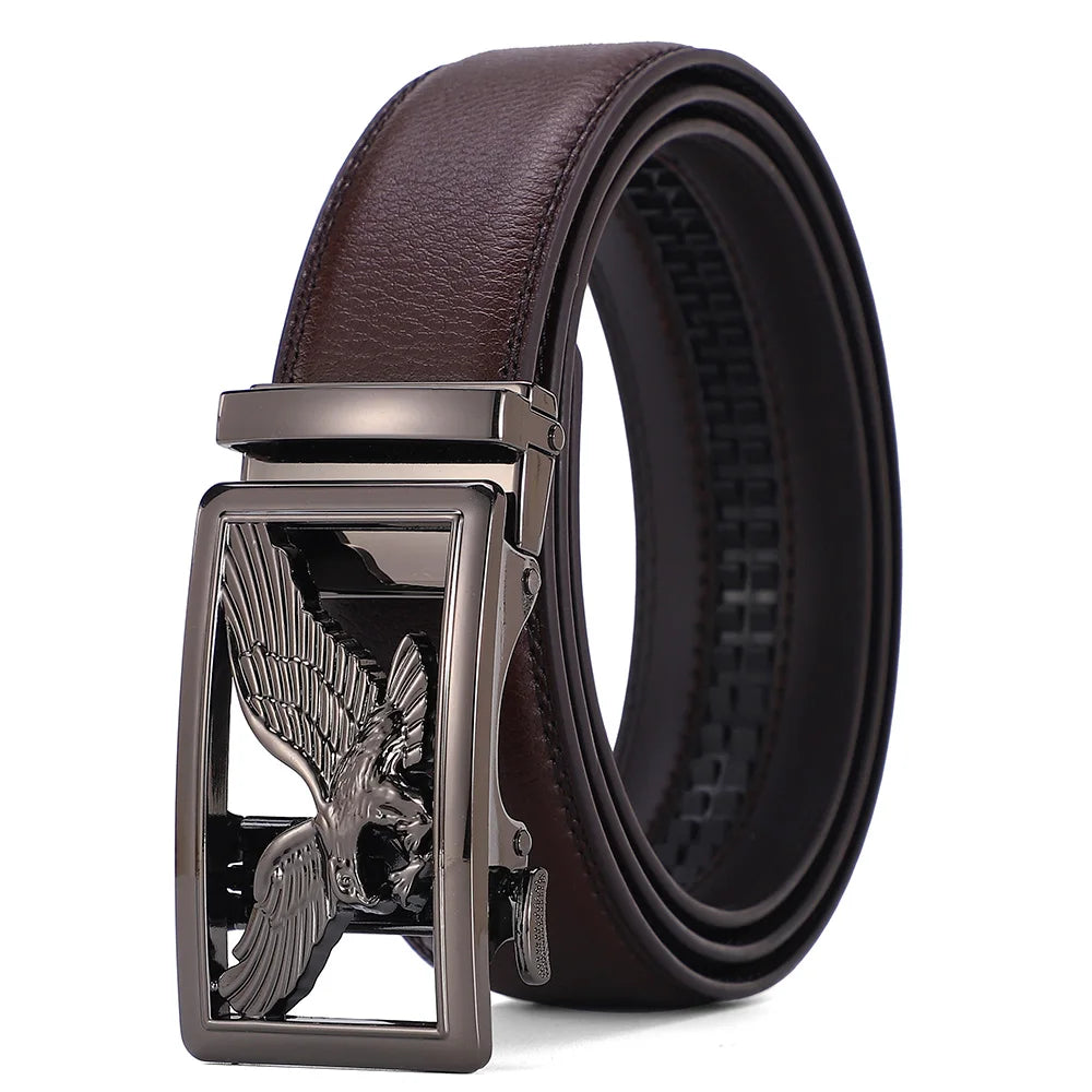 Automatic Buckle Men's Leather Belts Formal Eagle Horse Belt for Men Luxury Designer Brands Male Waist Strap Fashion Accessories