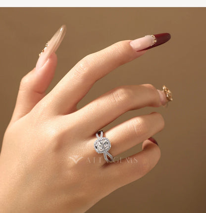 Cushion Cut 2ct Moissanite Engagement Rings Women S925 Silver 18K Gold Split Shank Wedding Band Luxury Jewelry for Her