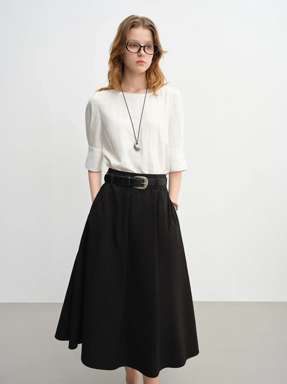 Women's Wide Waist High Waist A-line Skirt 2025 Autumn New Arrival Casual Workwear Style Skirt for Women 25DS83134