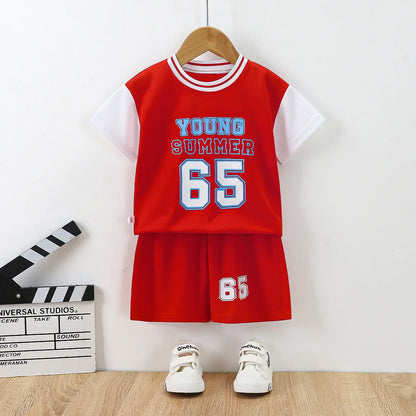 Children Boys 2PCS Clothes Sets Summer Babys Boys Short Sleeve Breathable Basketball T-shirts Shorts Outfit Kids Boys Tracksuits