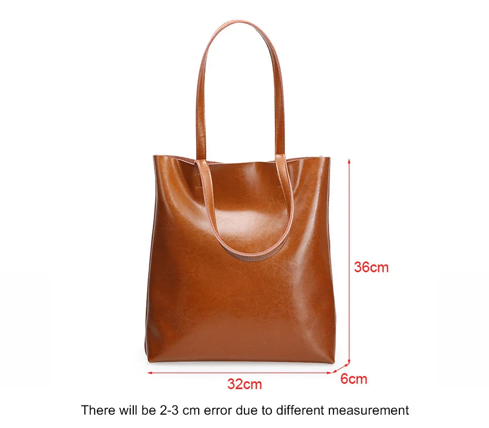 Women Genuine Leather Shoulder Bags Retro Fashion Designer Bag Large Capacity Female Versatile Tote Bag Portable Phone Bag Girl