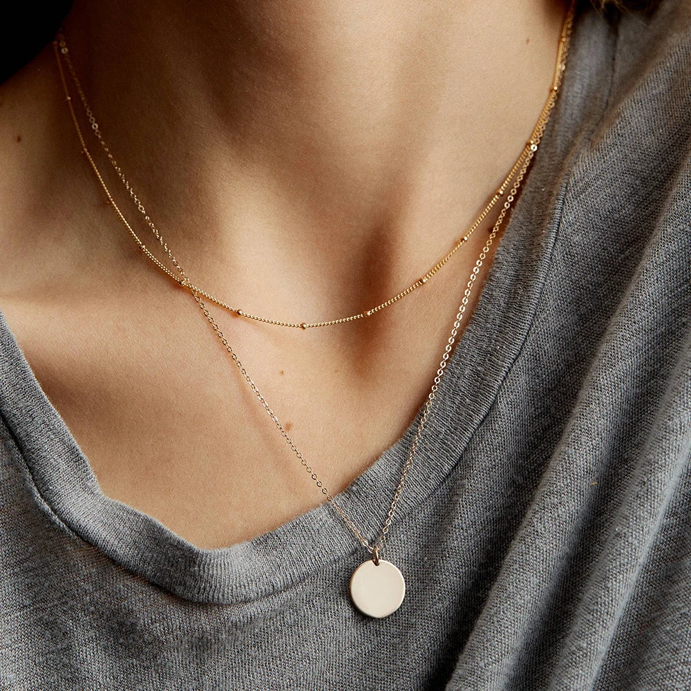 Stainless Steel Chain Necklace for Women Gold Color Thin Choker Bead Chain Necklace Jewelry Wholesale Dropshipping
