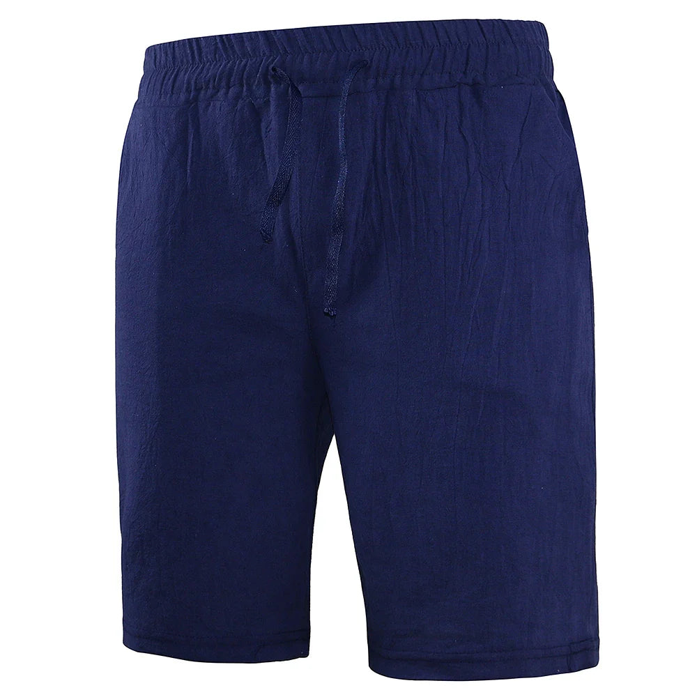 New Men's Cotton Linen Shorts Pants Male Summer Breathable Solid Color Linen Trousers Fitness Streetwear S-3XL