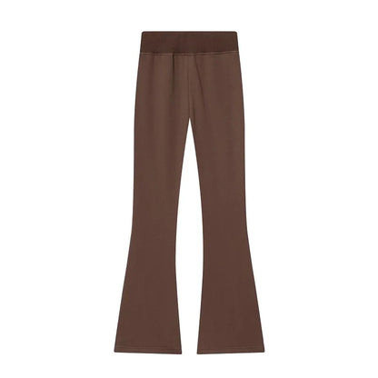 Women's Suits Flare Pants Sets 2 Piece Set Fleece Elastic Waist Trouser Suit Cropped Sweatshirts Jacket Two-Piece Set