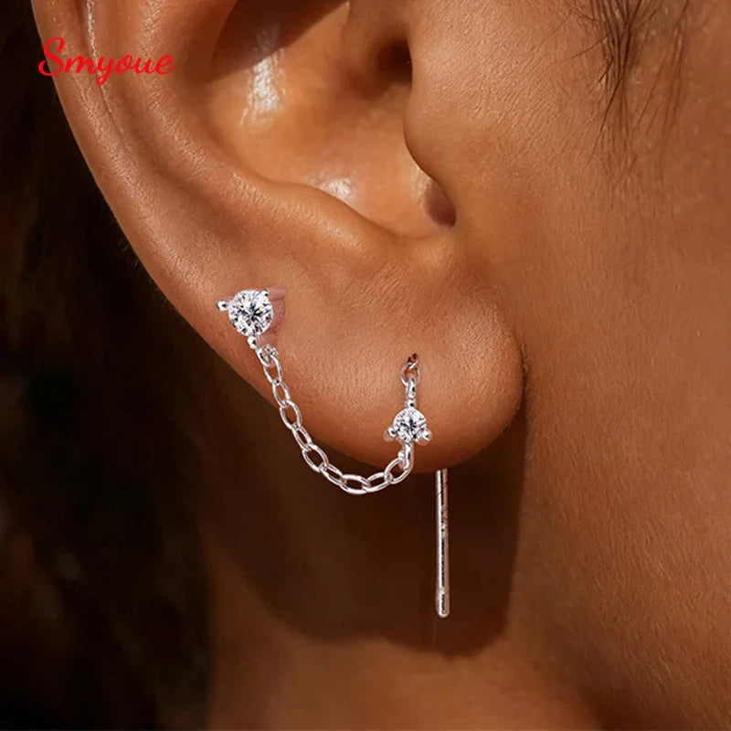 New D Vvs1 All Moissanite Tassel Drop Earrings for Women Lab Diamond Wedding Party Jewelry 100% S925 Sterling Silver