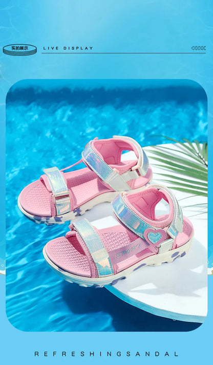 Girls' LED Sandals Children's Toddler Sports Beach Blue Pink Girls' Soft Shining Shoes Outdoor Soft Anti-Slip Princess LED Shoe